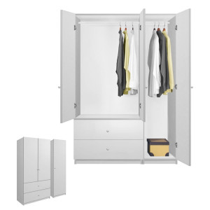 Alta Wardrobe Armoire – 3 Doors and 2 Drawers with Right-Opening Design