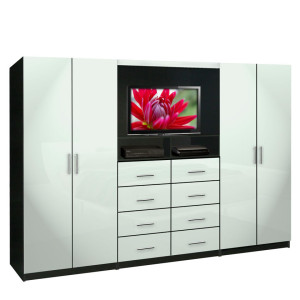 Aventa TV Wall Unit for Bedrooms - Free Standing Bedroom Wardrobe Unit