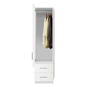 Alta Narrow Wardrobe Closet - Left Door, 2 Exterior Drawers