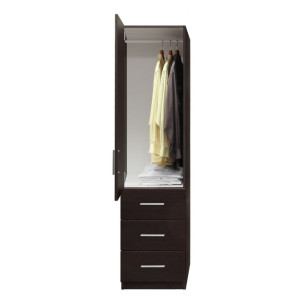 Alta Narrow Wardrobe Closet with Left Door, 3 Exterior Drawers