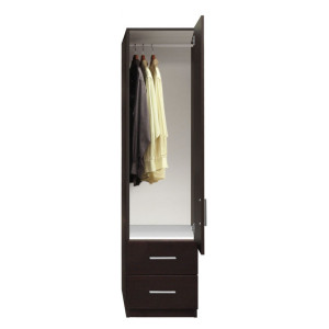 Alta Narrow Wardrobe Closet with Right Door, 2 Exterior Drawers