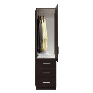 Alta Narrow Wardrobe Closet with Right Door, 3 Exterior Drawers