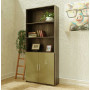 Alexis Bookcase with Custom Cabinet Doors - Shadow and Oregano