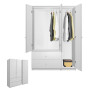 White Matte Wardrobe Armoire 3 Door