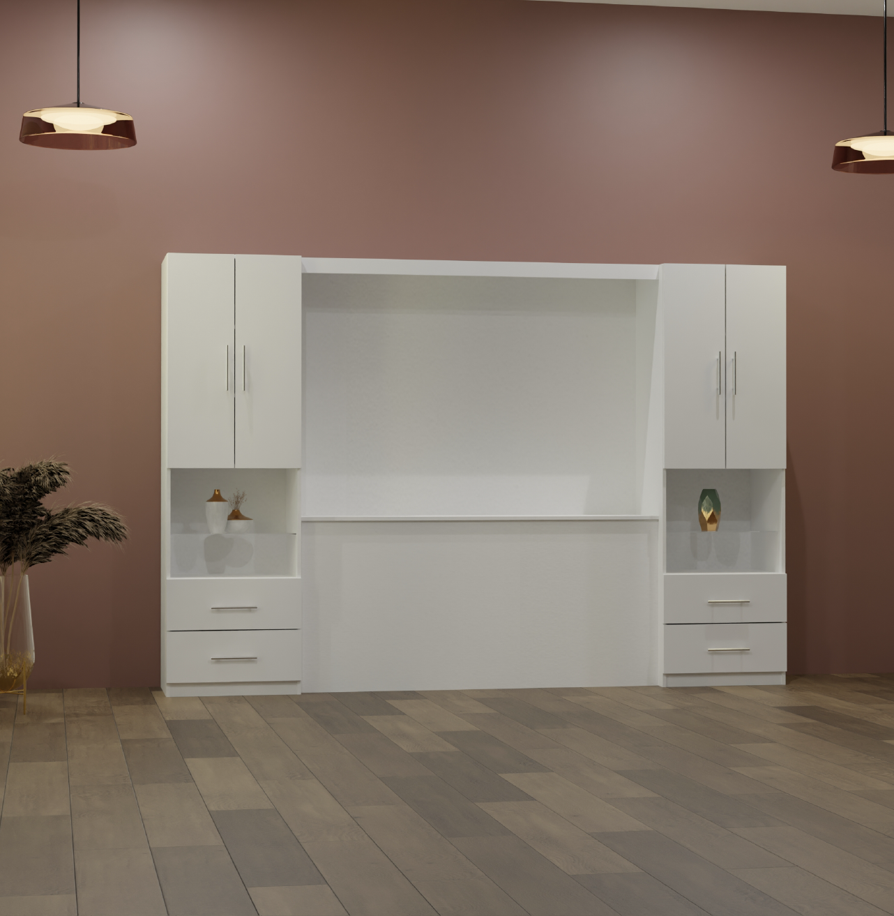 Studio Pier Wall Bedroom Set: Storage Headboard with Cabinets