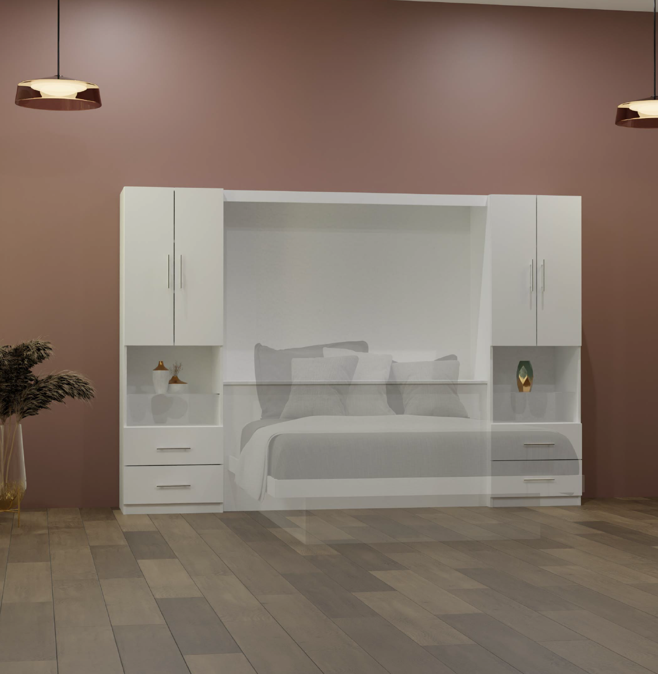 Studio Classic Pier Wall Headboard with Cabinets – Customizable Storage Solution